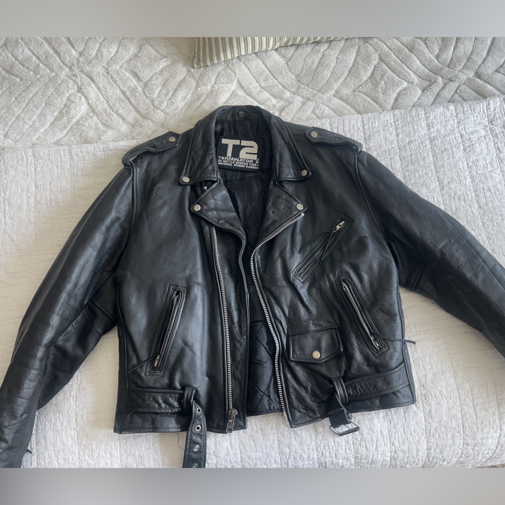 Terminator 2 Leather Motorcycle Jacket Official Universal Studios Jacket size 46